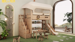 双层床+梯柜+护栏C667+顶棚 C659-2