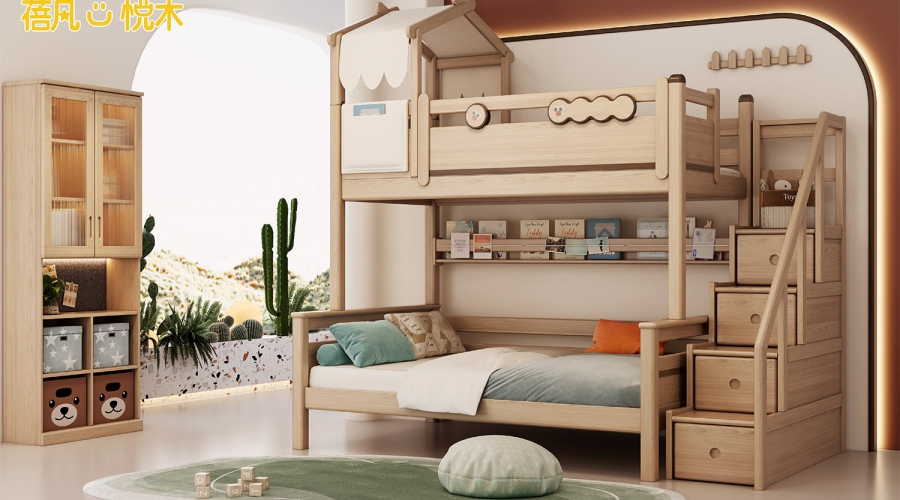 双层床+梯柜+顶棚 C651